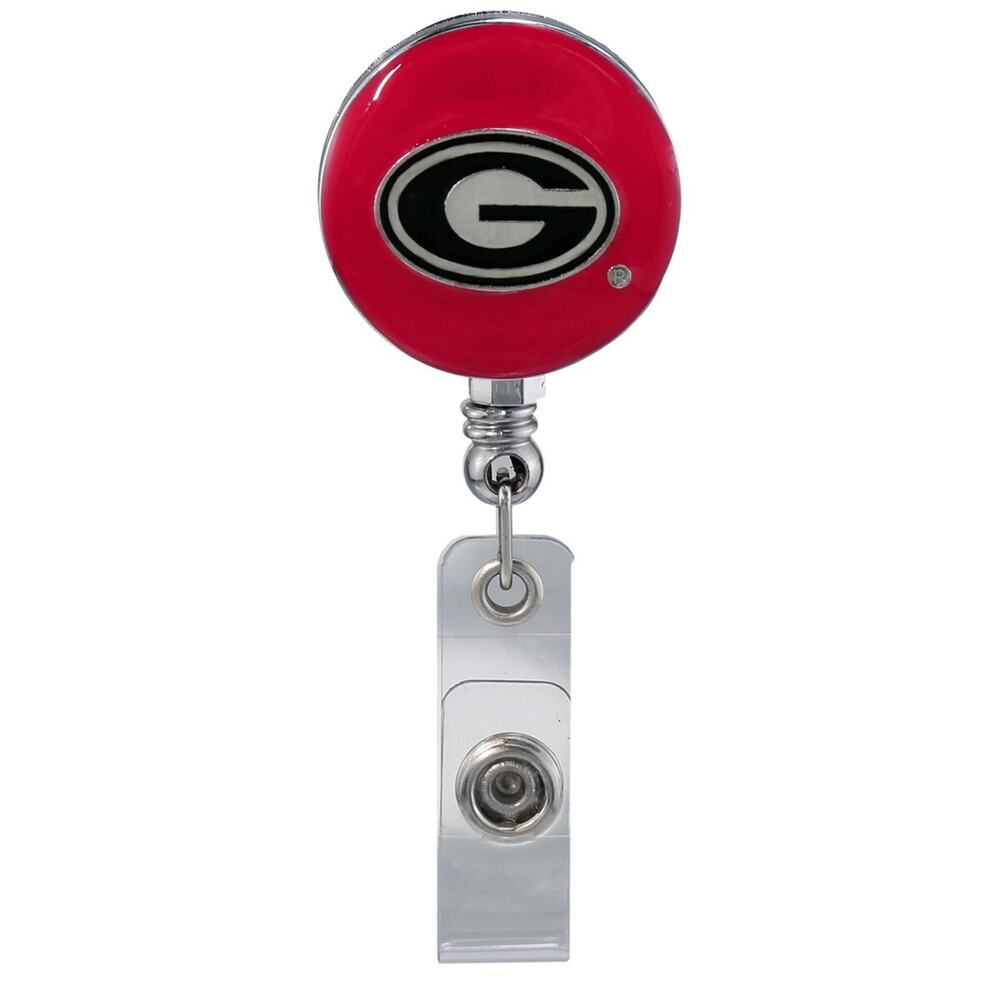 Georgia Bulldogs Red Retractable Work ID Badge Reel Holder. NCAA